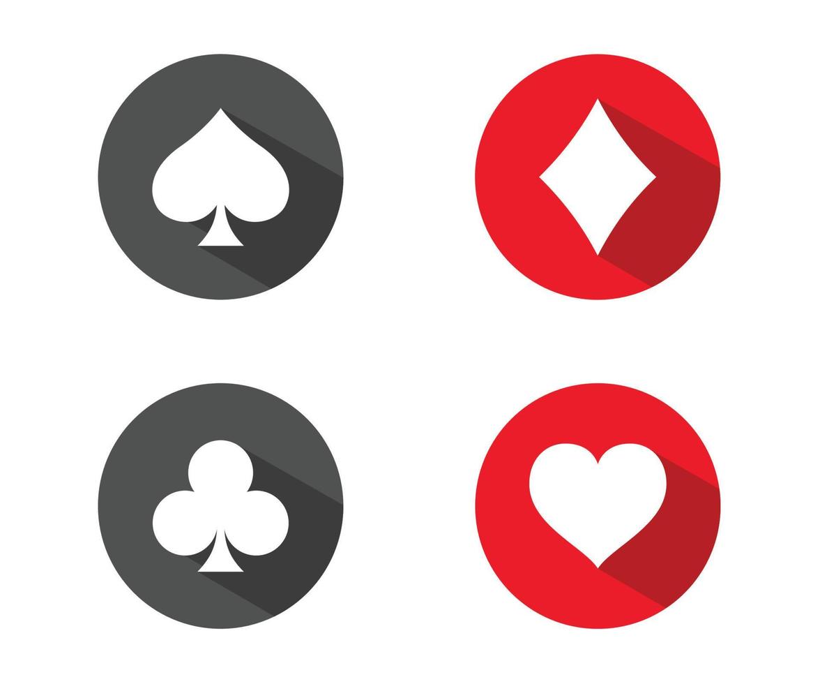 ícones de cartas de baralho, ilustração vetorial de naipes de baralho. ícones de poker vetor