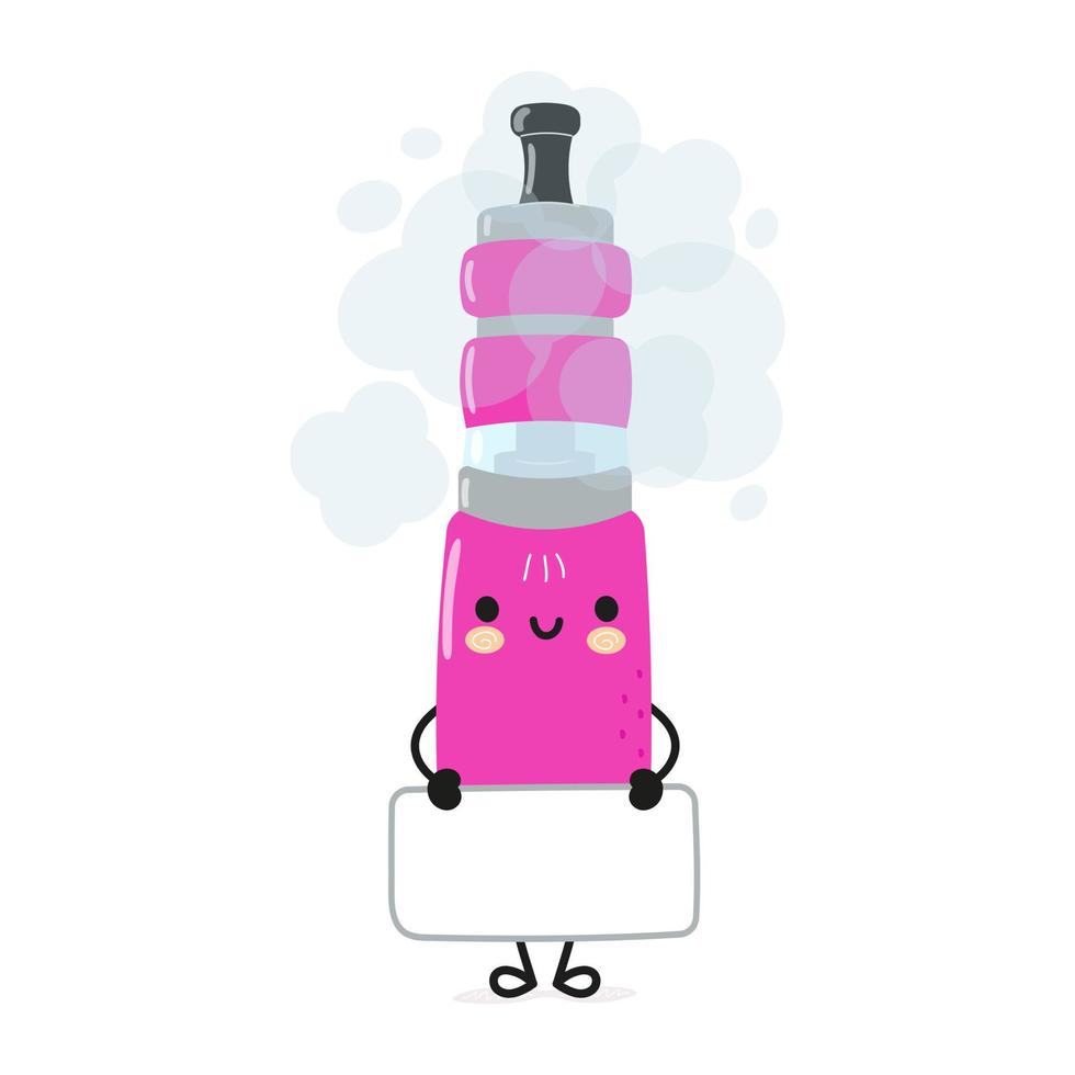 personagem de cartaz vape engraçado bonito. ilustração de personagem de desenho animado kawaii de mão desenhada. fundo branco isolado. cartaz de vaporizador vetor