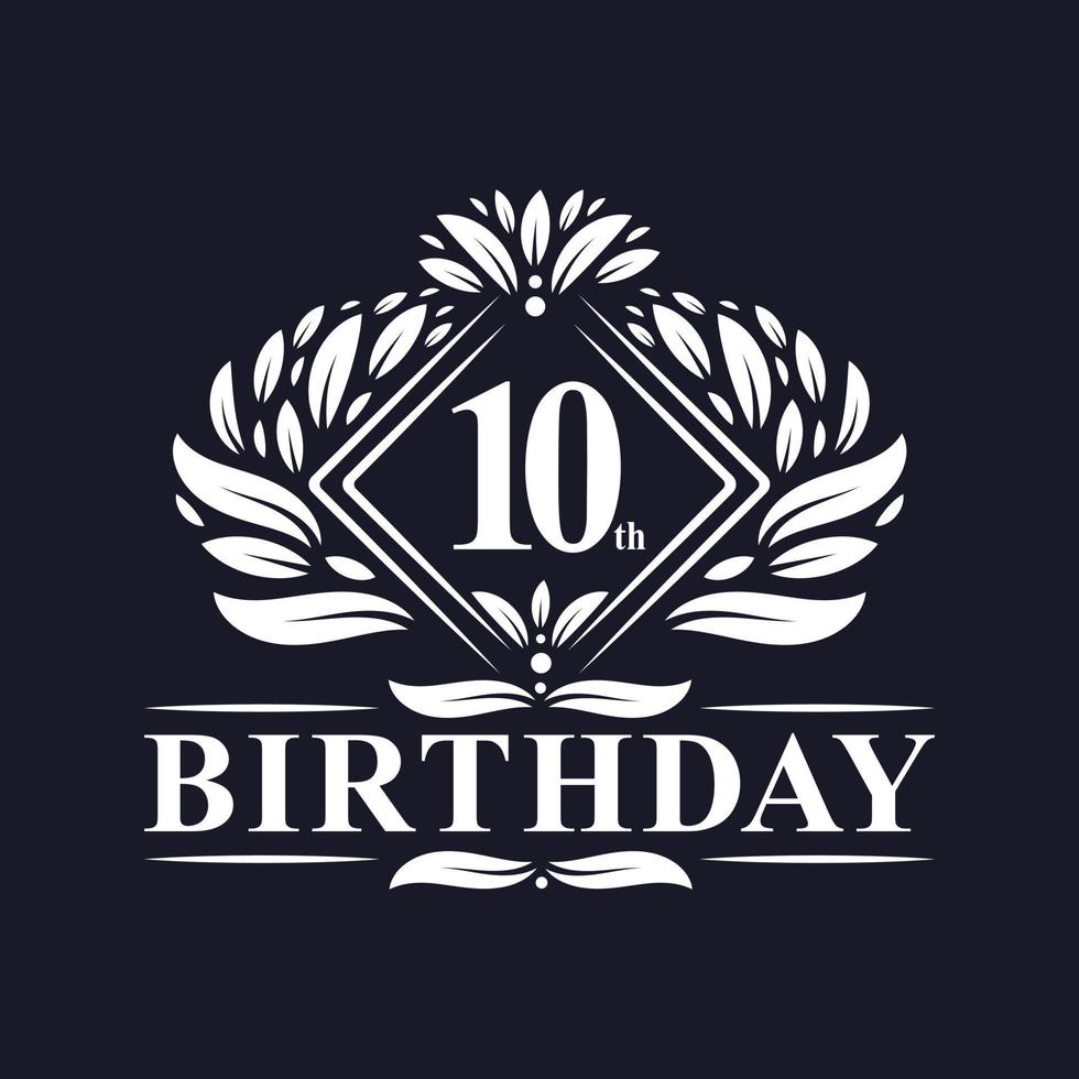 logotipo de aniversário de 10 anos, celebração de aniversário de 10 anos de luxo. vetor