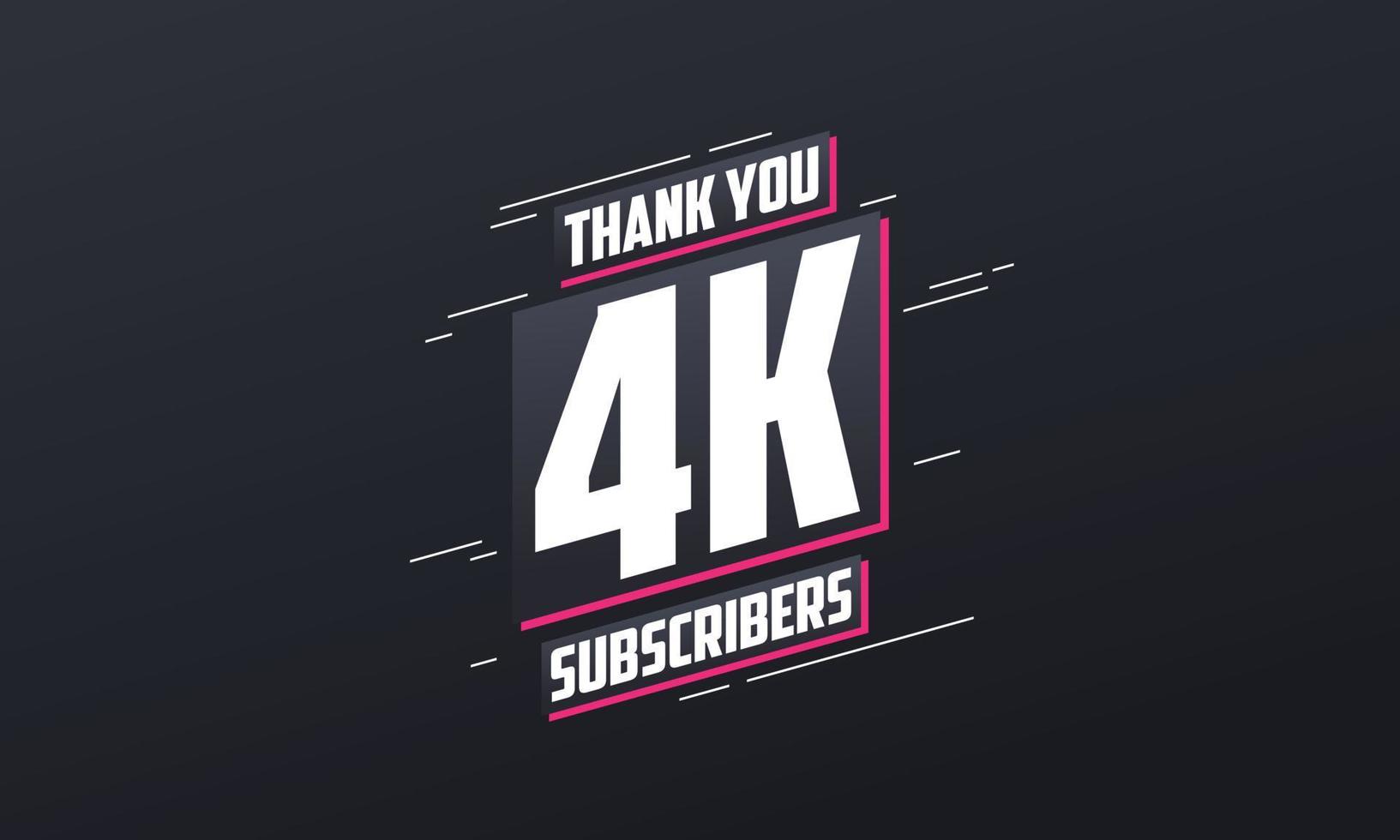 obrigado 4000 inscritos celebração de 4k inscritos. vetor