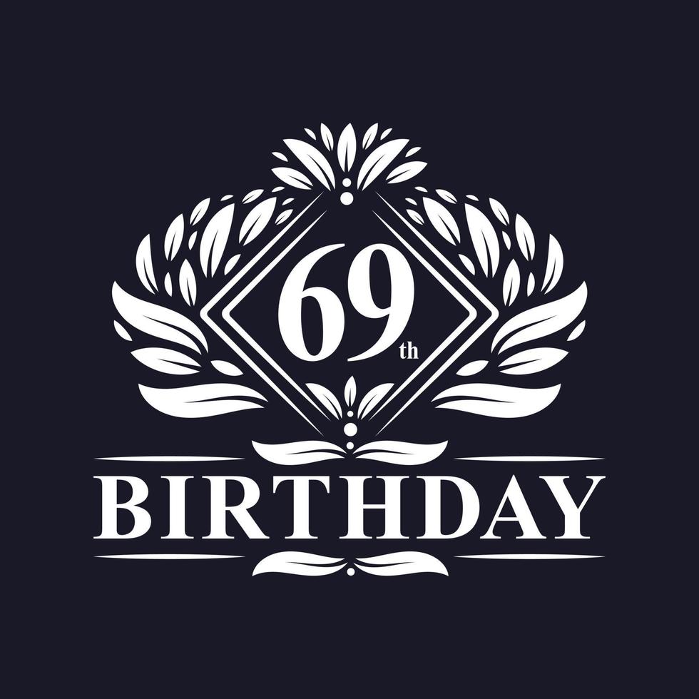 logotipo de aniversário de 69 anos, celebração de aniversário de 69 anos de luxo. vetor