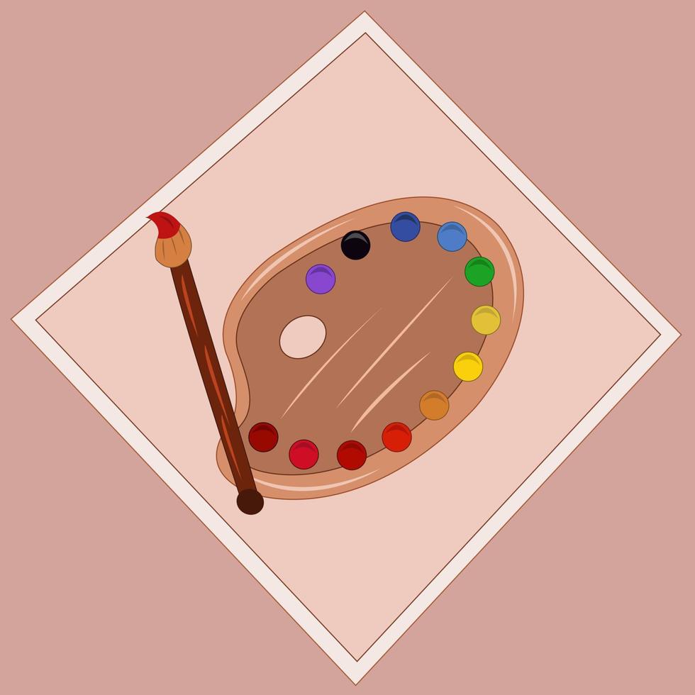 paleta de pintura com ilustração vetorial de pincel para design gráfico e elemento decorativo vetor