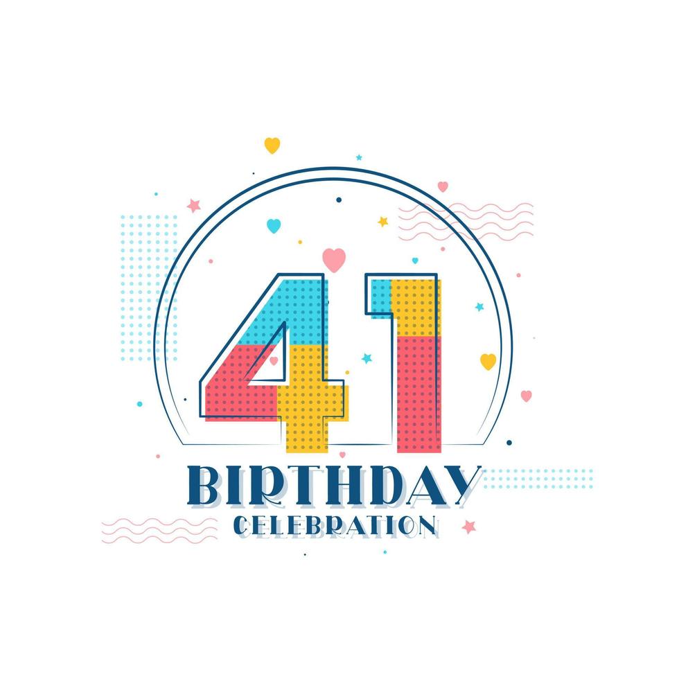 41 festa de aniversário, design moderno de 41º aniversário vetor