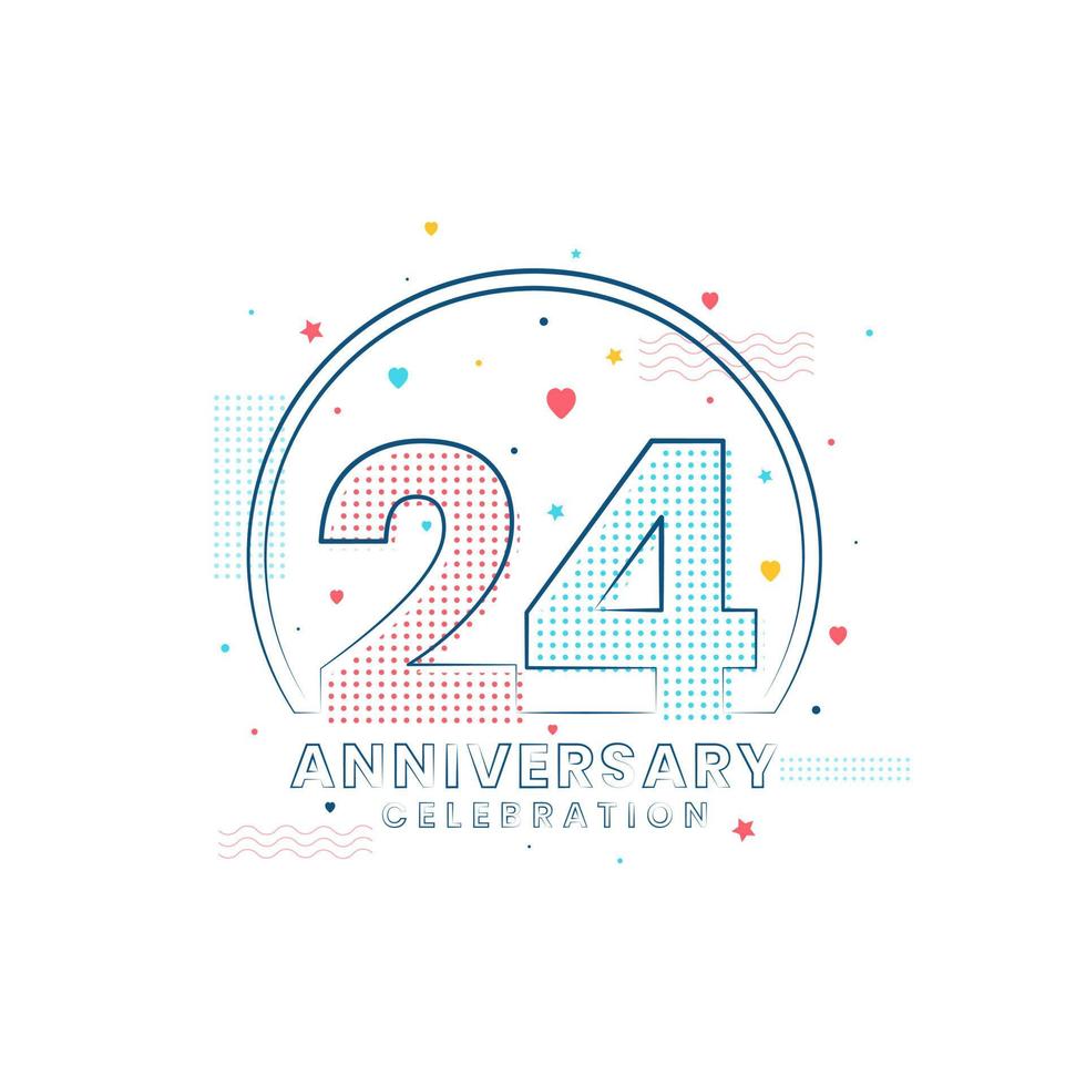 Celebração de aniversário de 24 anos, design moderno de 24 anos vetor