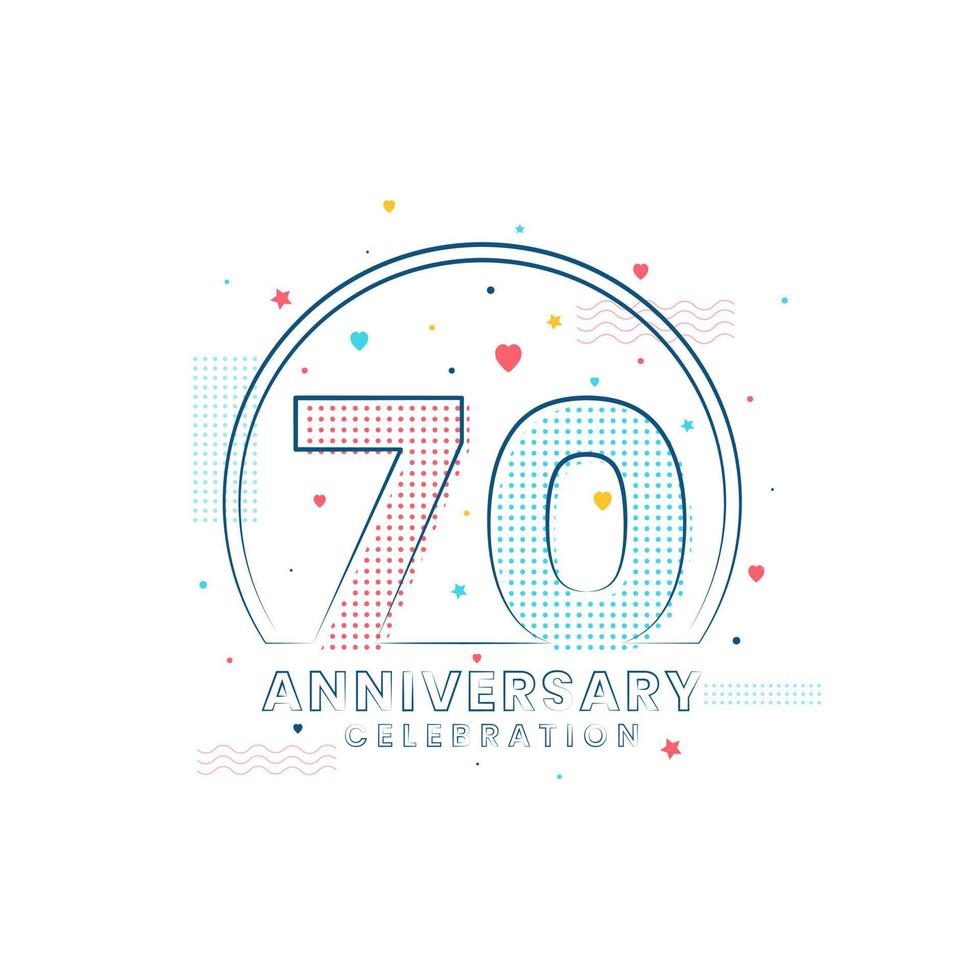 Celebração do aniversário de 70 anos, design moderno de 70 anos vetor