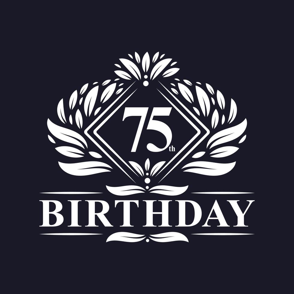 logotipo de aniversário de 75 anos, celebração de aniversário de 75 anos de luxo. vetor