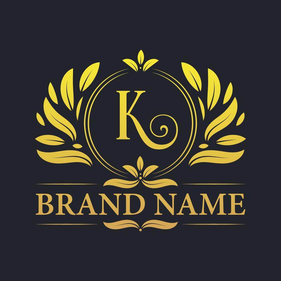 design de logotipo de letra k luxo vintage dourado. vetor