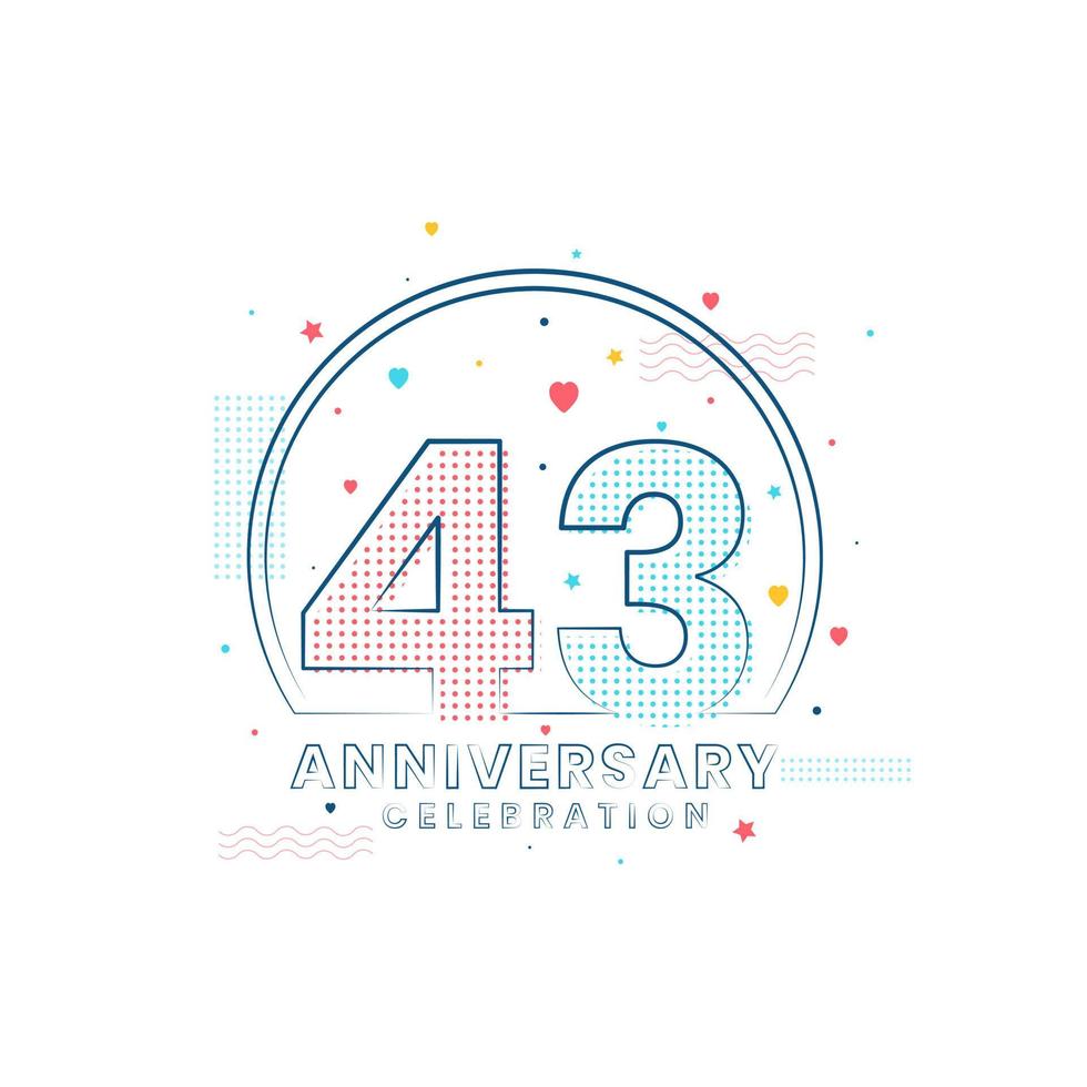 Celebração de aniversário de 43 anos, design moderno de 43 anos vetor