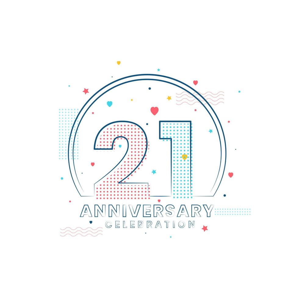 Celebração de aniversário de 21 anos, design moderno de 21 anos vetor