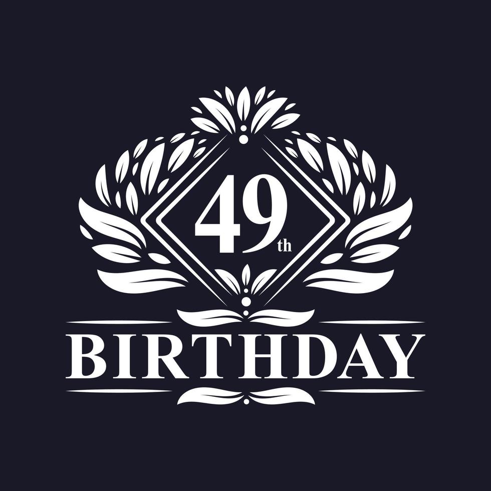 logotipo de aniversário de 49 anos, celebração de aniversário de 49 anos de luxo. vetor