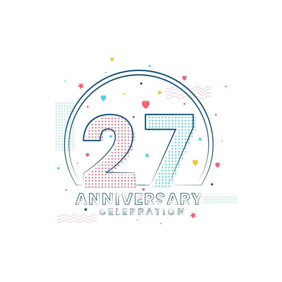 Celebração de aniversário de 27 anos, design moderno de 27 anos vetor