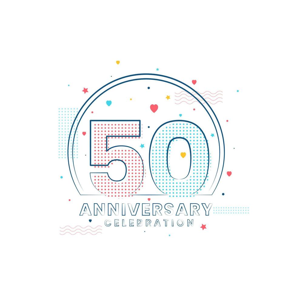 Celebração de aniversário de 50 anos, design moderno de 50 anos vetor