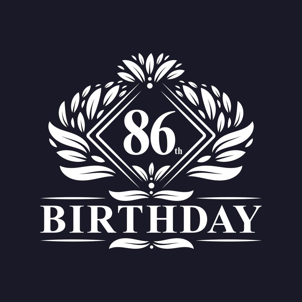 logotipo de aniversário de 86 anos, celebração de aniversário de 86 anos de luxo. vetor