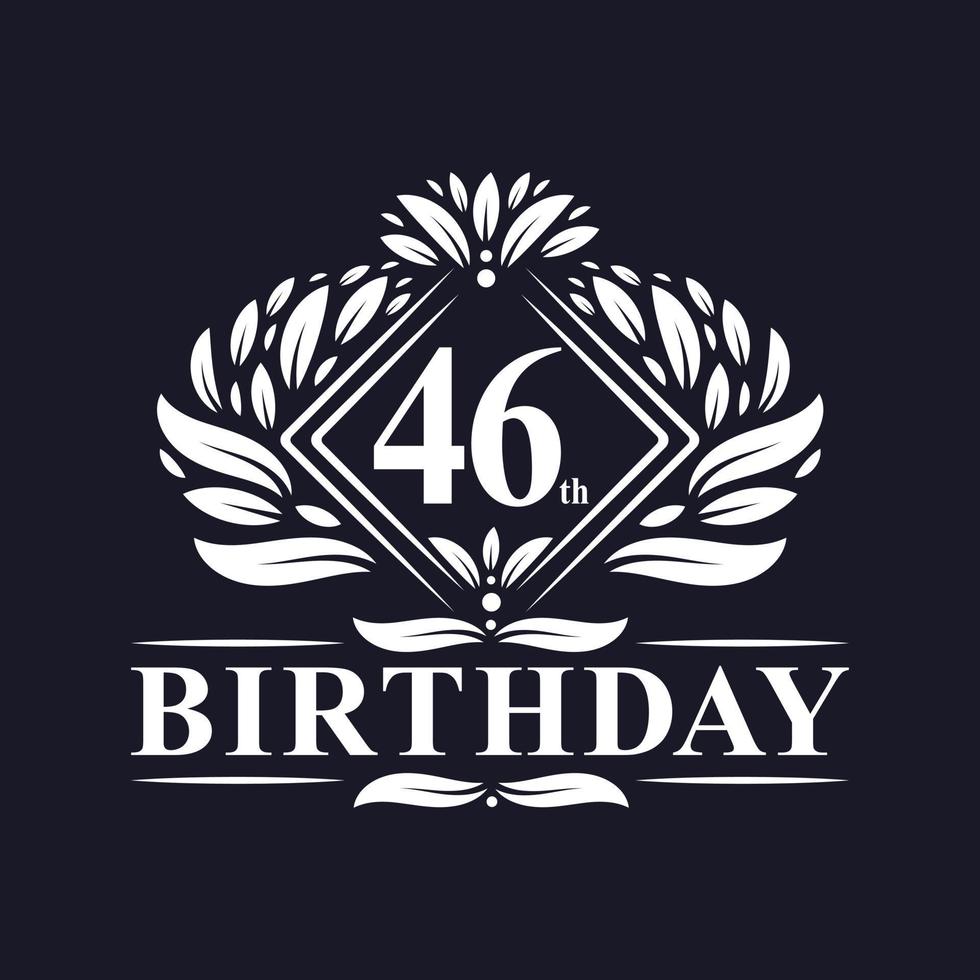 logotipo de aniversário de 46 anos, celebração de aniversário de 46 anos de luxo. vetor