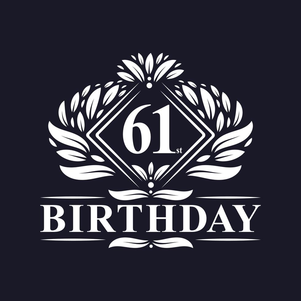 logotipo de aniversário de 61 anos, celebração de aniversário de 61 anos de luxo. vetor