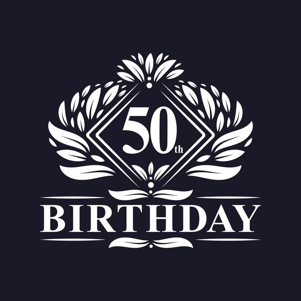 logotipo de aniversário de 50 anos, celebração de aniversário de 50 anos de luxo. vetor