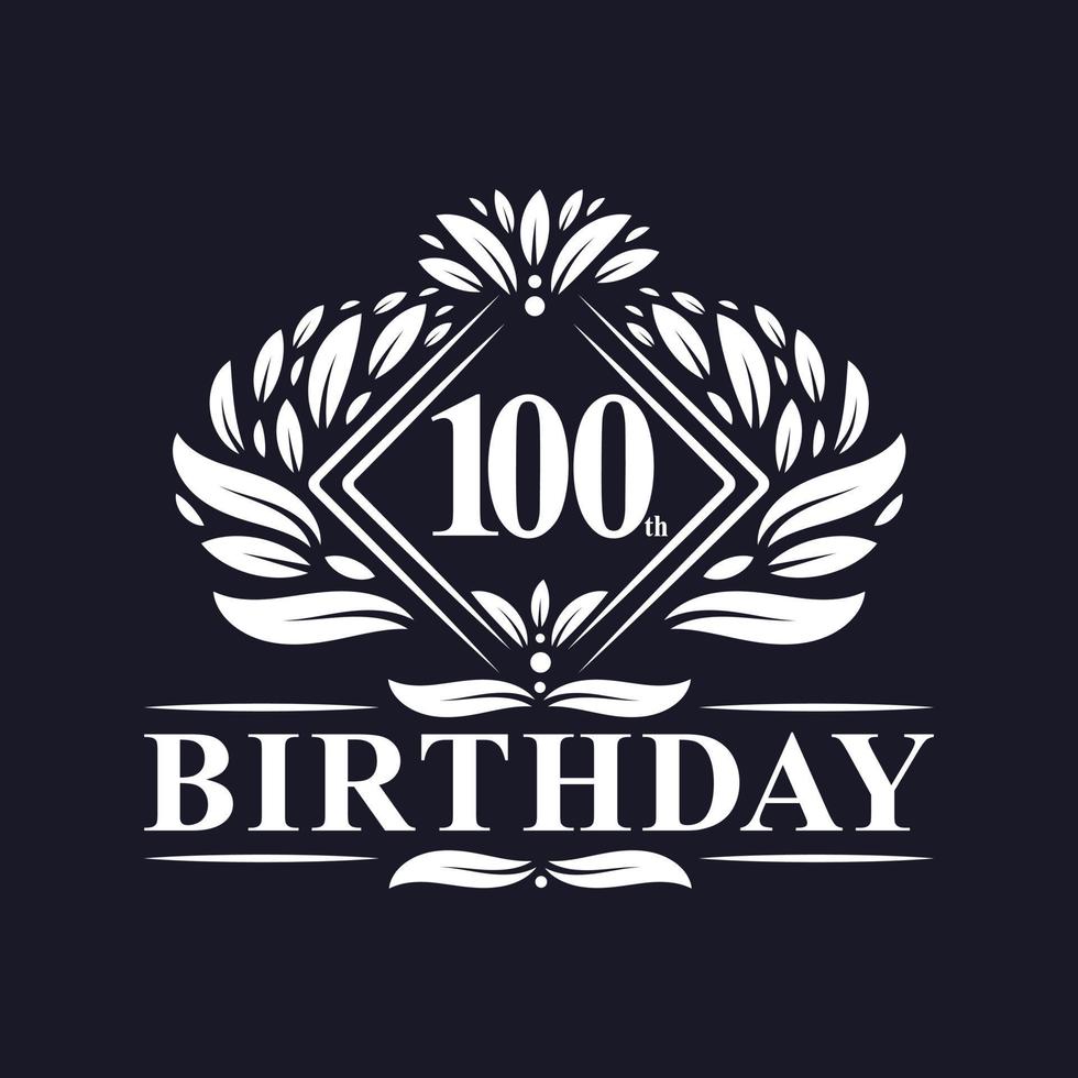 logotipo de aniversário de 100 anos, celebração de aniversário de 100 anos de luxo. vetor