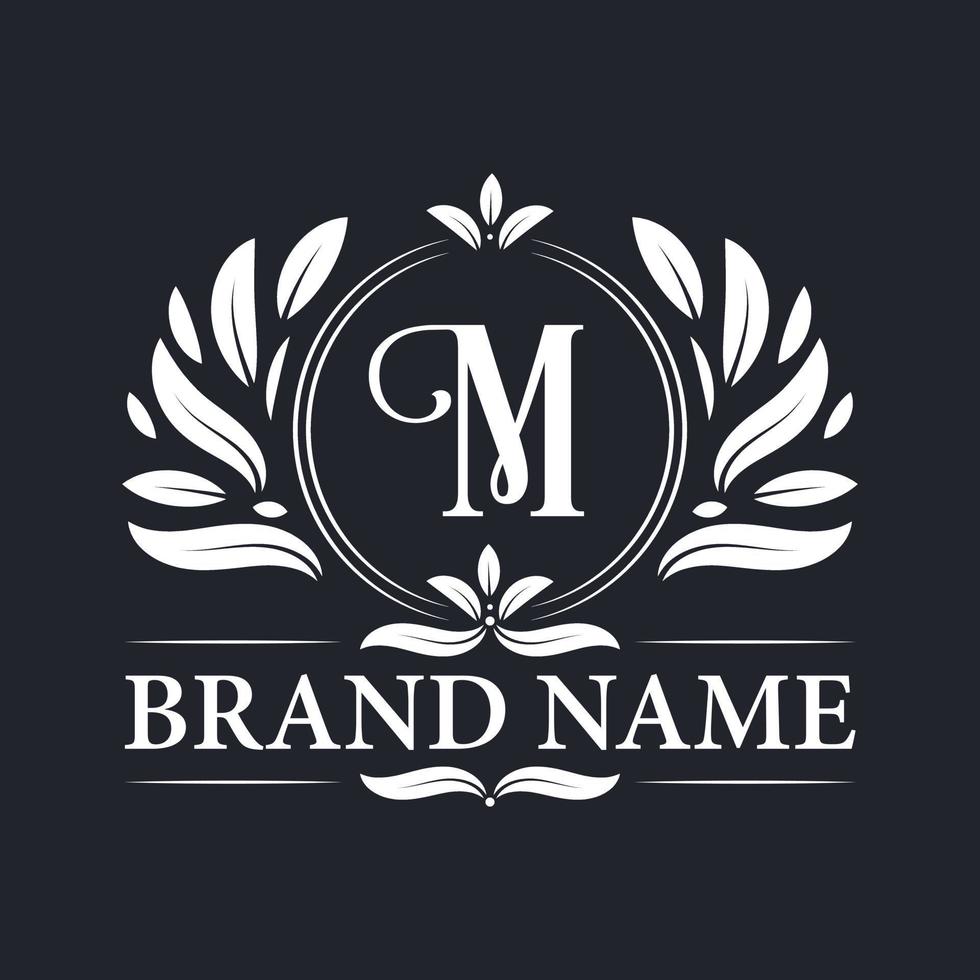 design de logotipo de letra m dourada de luxo vintage. vetor