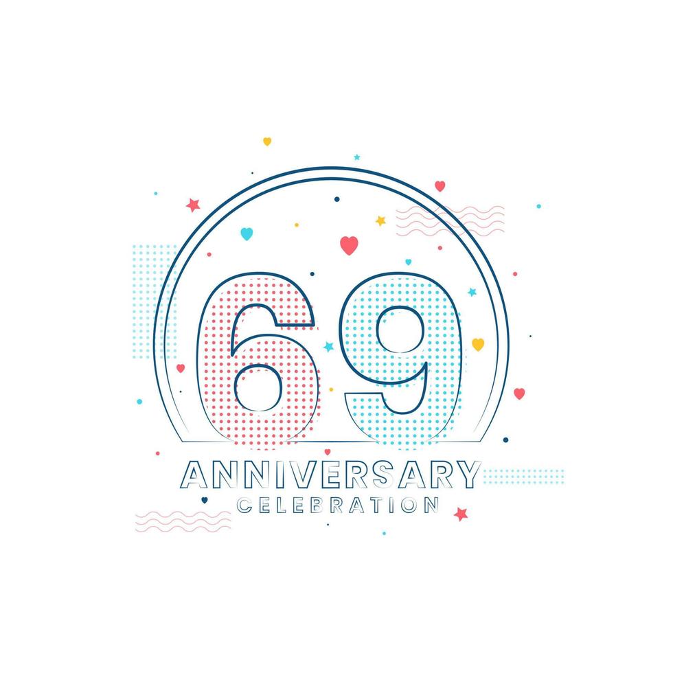 Celebração do aniversário de 69 anos, design moderno de 69 anos vetor