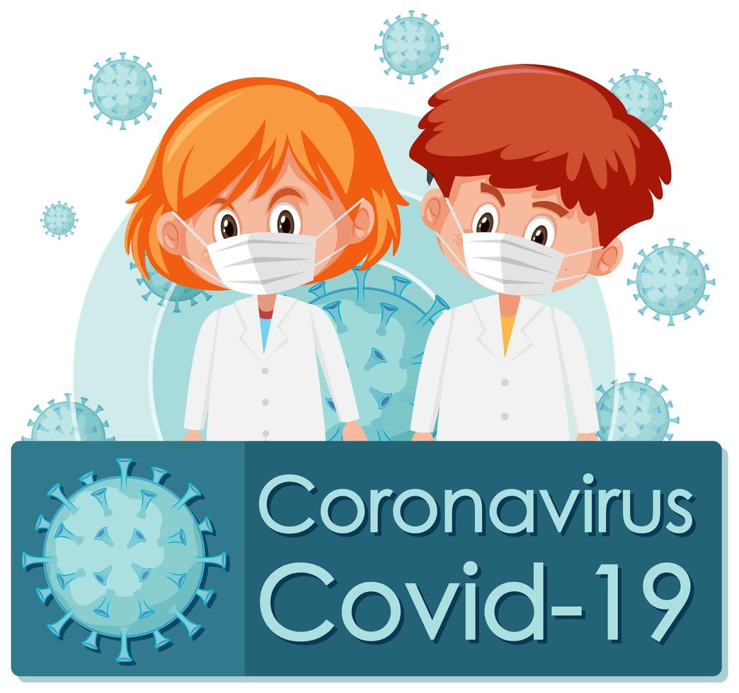 cartaz dos desenhos animados do covid-19 do coronavirus vetor