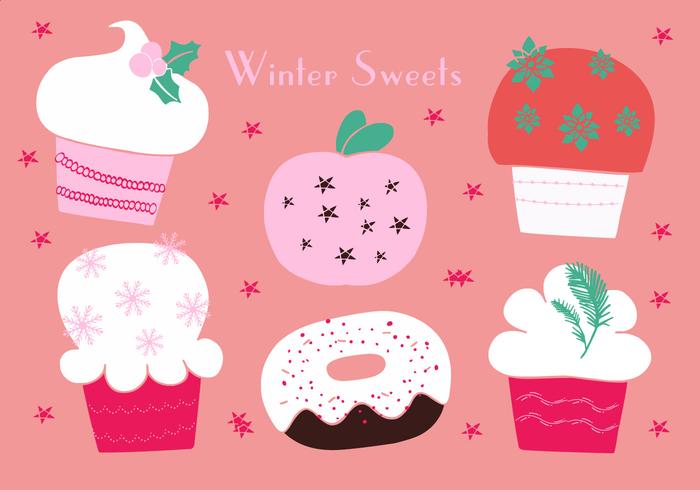Free Christmas Cupcakes ícones fundo do vetor
