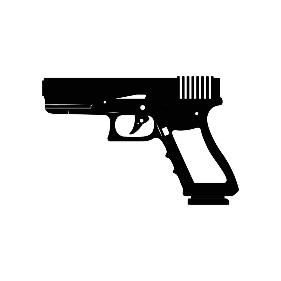 silhueta de revólver glock 17. elementos de design de ícone preto e branco em fundo branco isolado vetor