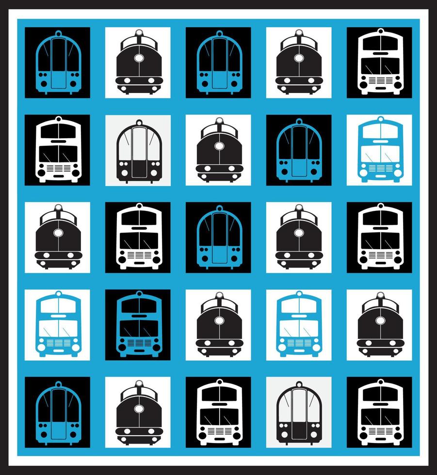 mosaicos de transporte em um fundo azul vetor