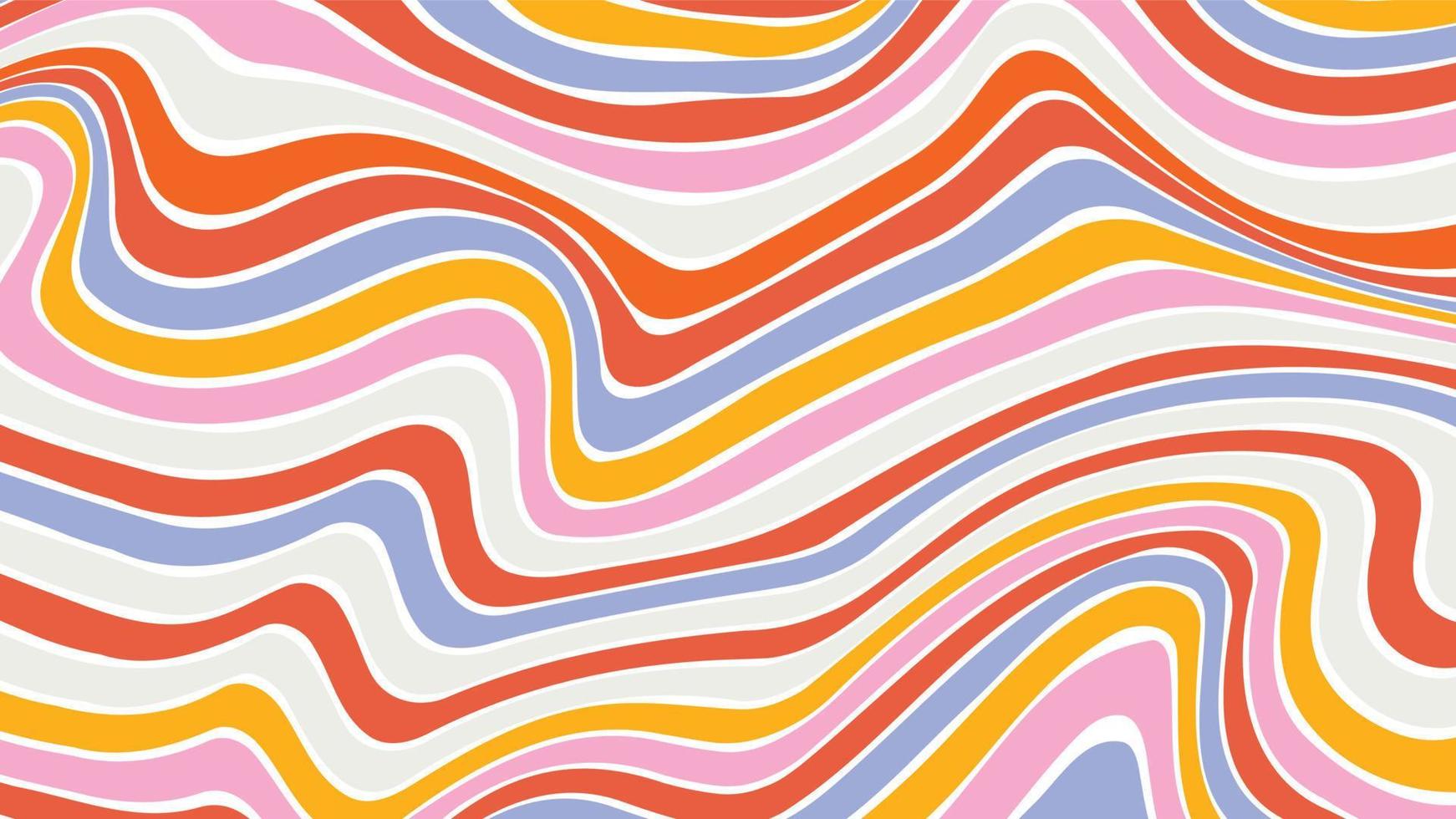 fundos de linha de arco-íris de onda ácida no estilo hippie dos anos 1970 e 1960. padrões de papel de parede y2k retrô vintage 70s 60s groove. coleção de fundo de pôster psicodélico. ilustração de desenho vetorial vetor