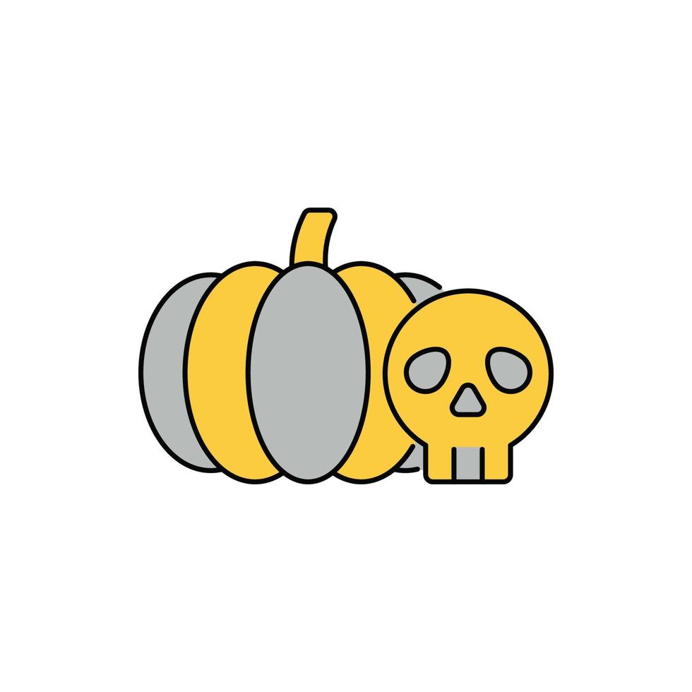 crânio de abóbora de halloween ícone do mal vetor