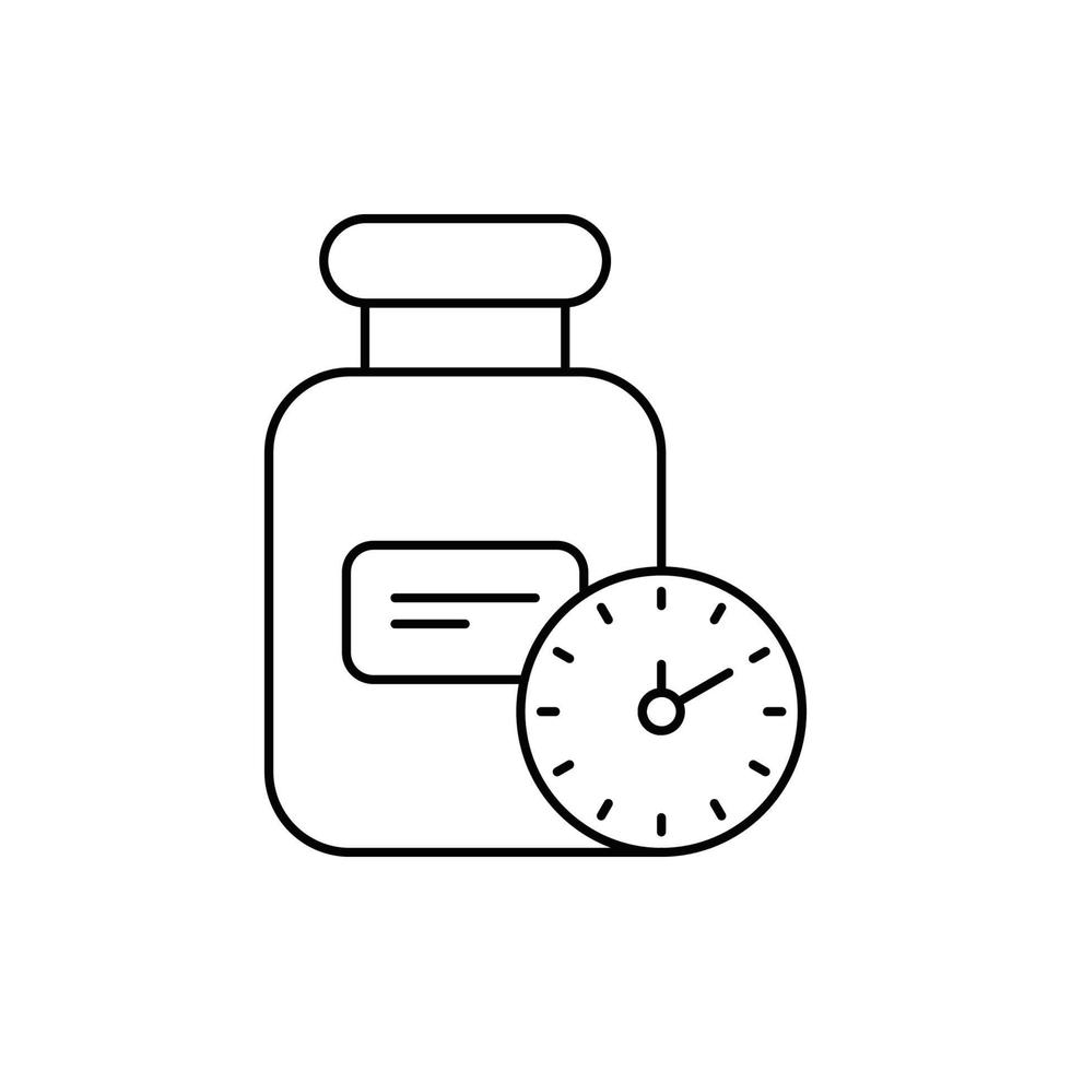 ícone de tempo de garrafa de remédio de saúde vetor