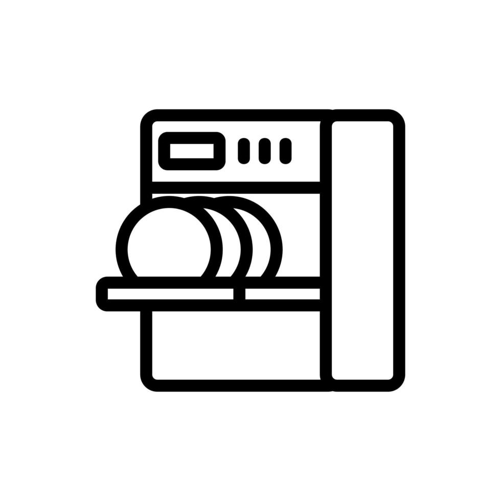 carregando pratos na ilustração de contorno de vetor de ícone de máquina de lavar louça