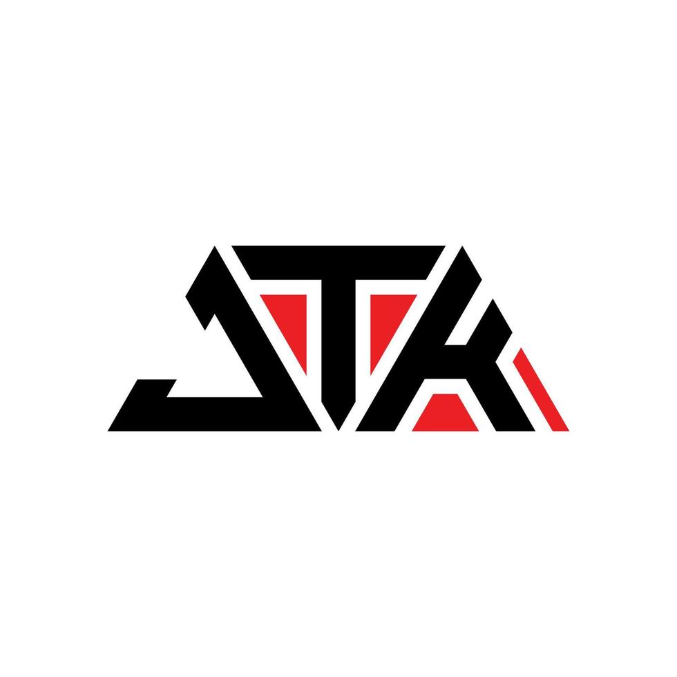 design de logotipo de letra de triângulo jtk com forma de triângulo. monograma de design de logotipo de triângulo jtk. modelo de logotipo de vetor jtk triângulo com cor vermelha. logotipo triangular jtk logotipo simples, elegante e luxuoso. jtk