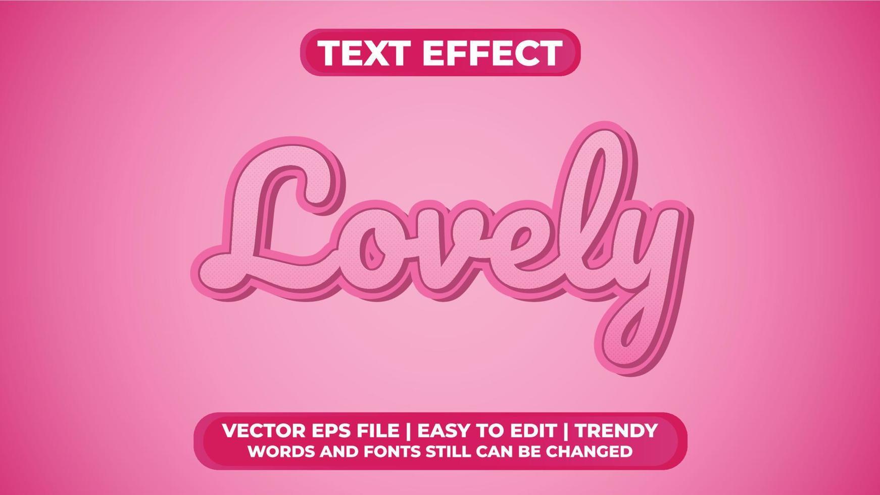 3D lindo efeito de texto editável em negrito rosa vetor