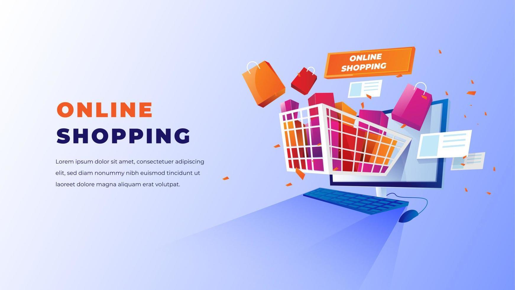 ilustração do mercado de compras online vetor