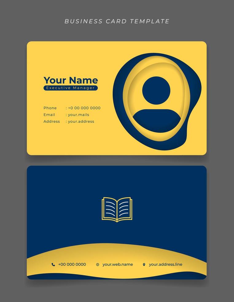 cartão de identificação ou cartão de visita em design de corte de papel amarelo e azul para design de identidade de funcionário de negócios vetor