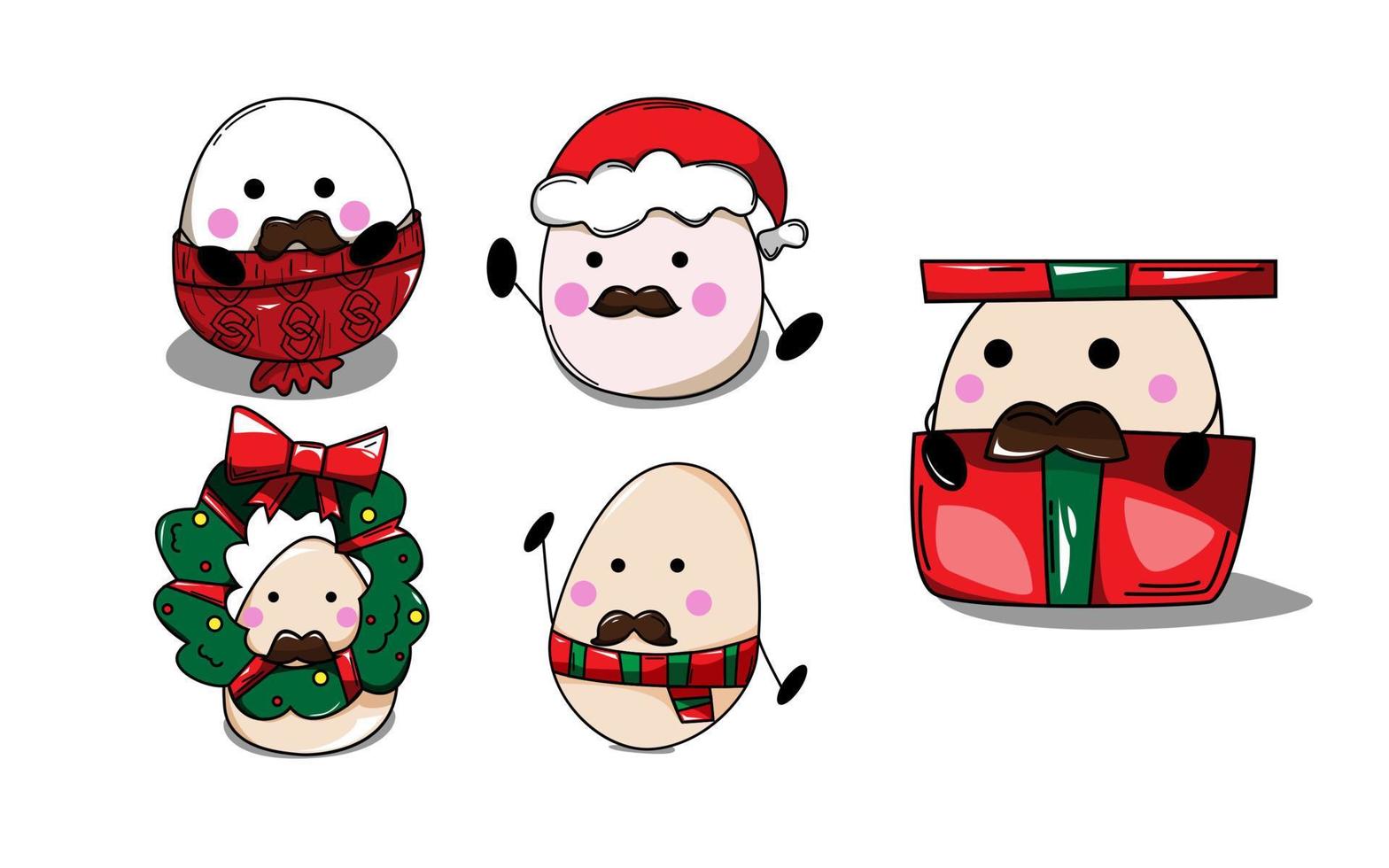 design de personagens de ovo. vetor de ovo em fundo branco. vetor de chapéu de Papai Noel.