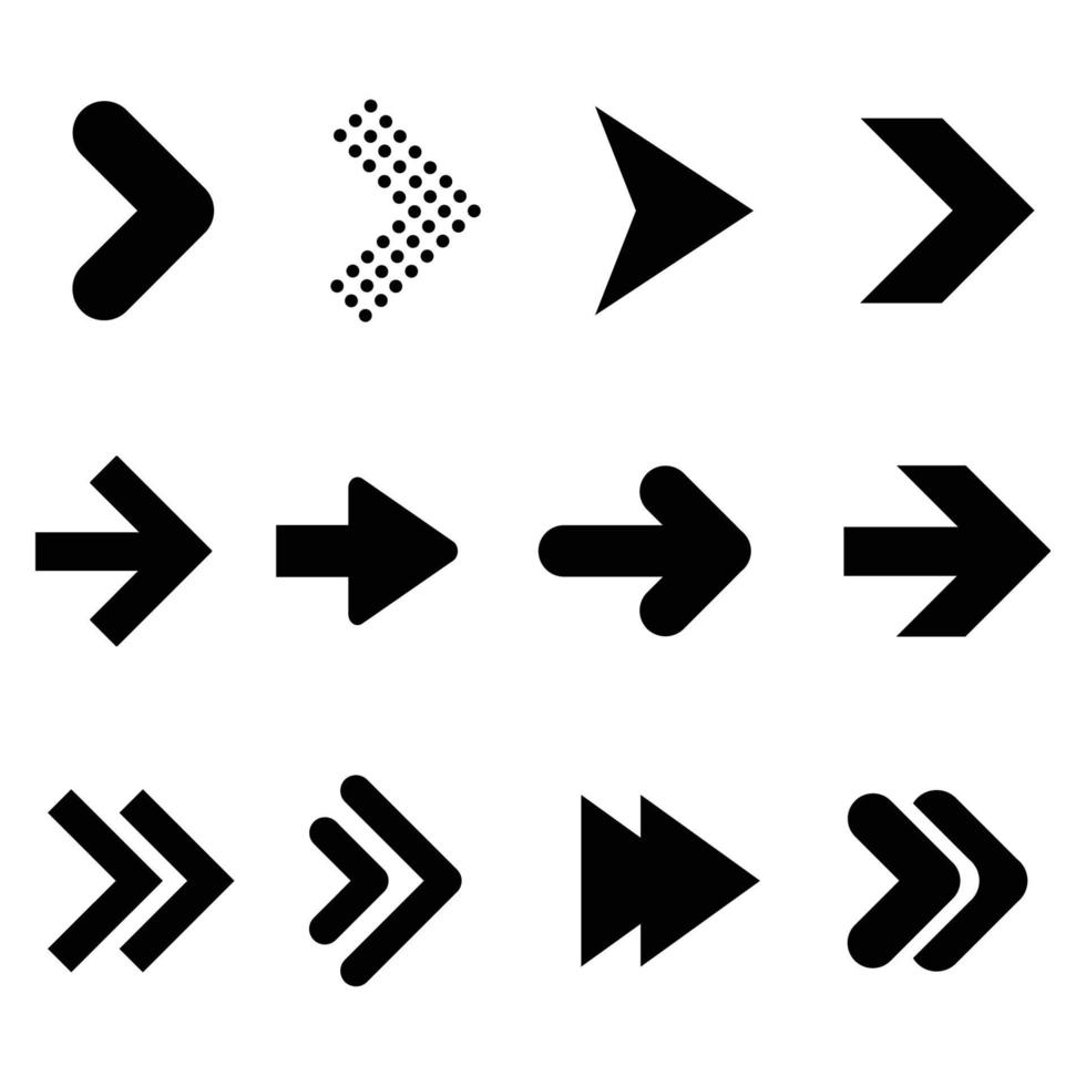 ícone de conjunto de seta. símbolos de setas coloridas. seta elementos gráficos vetoriais isolados. vetor