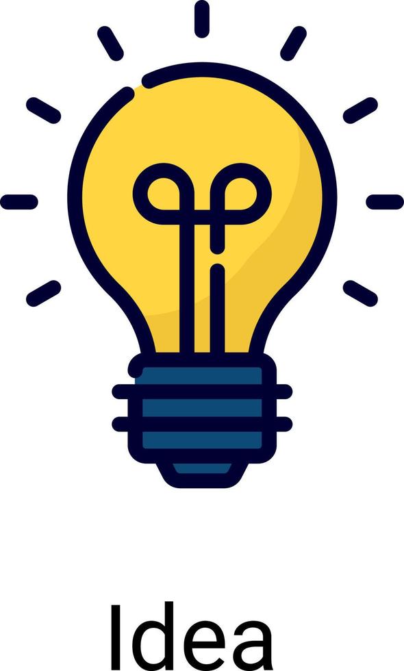 ícone de linha de cor de lâmpada de ideia isolado no fundo branco vetor