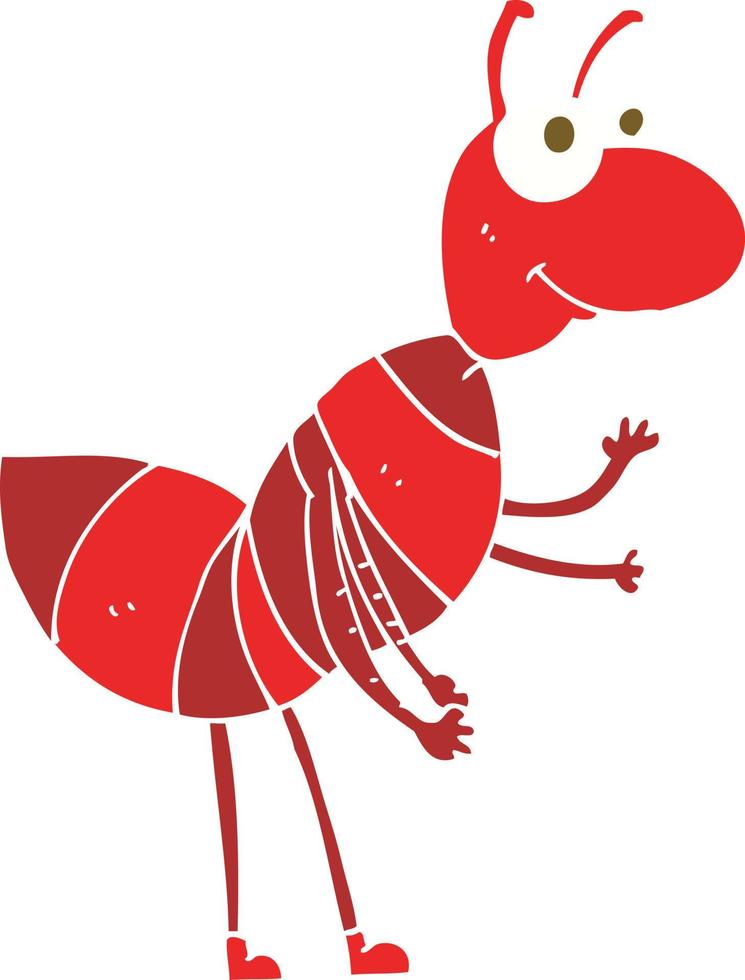 ilustração de cor lisa de uma formiga de desenho animado vetor