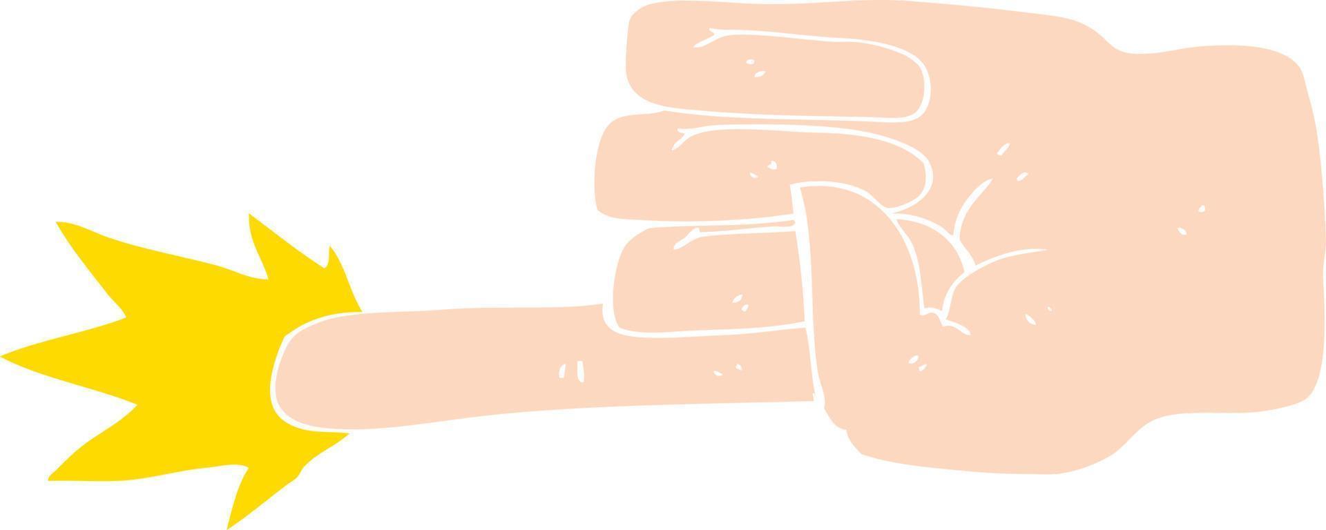 ilustração de cor plana de uma mão apontando de desenho animado vetor