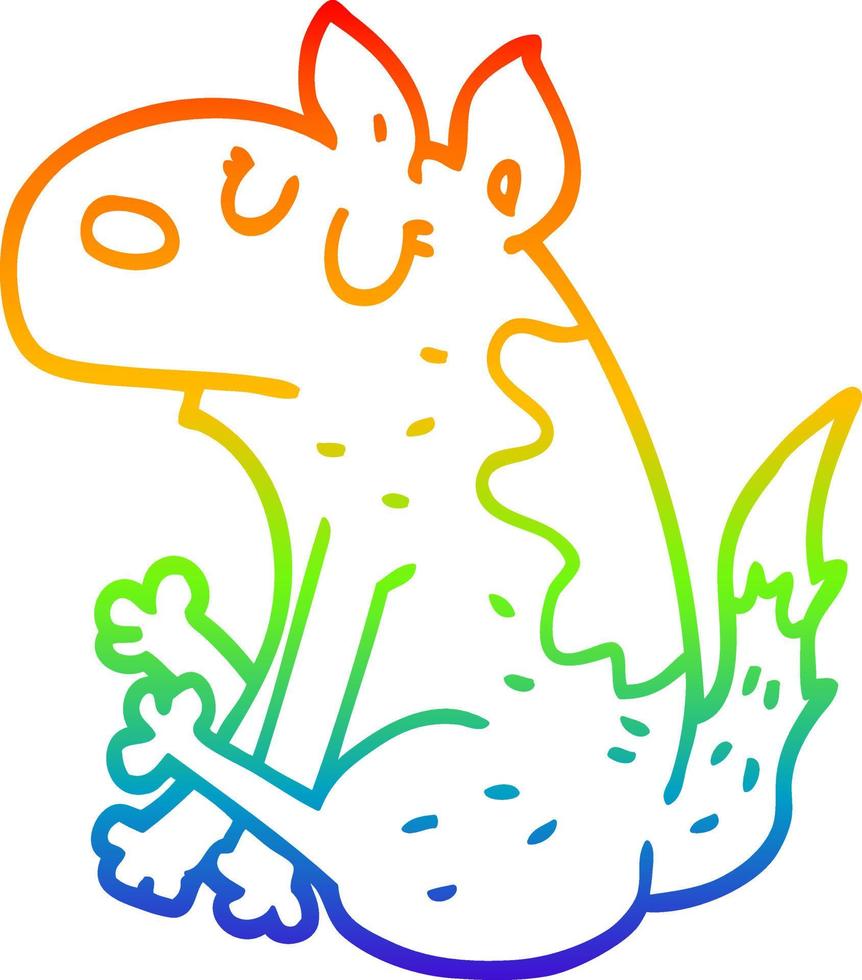 desenho de linha gradiente arco-íris desenho de cachorro sentado vetor