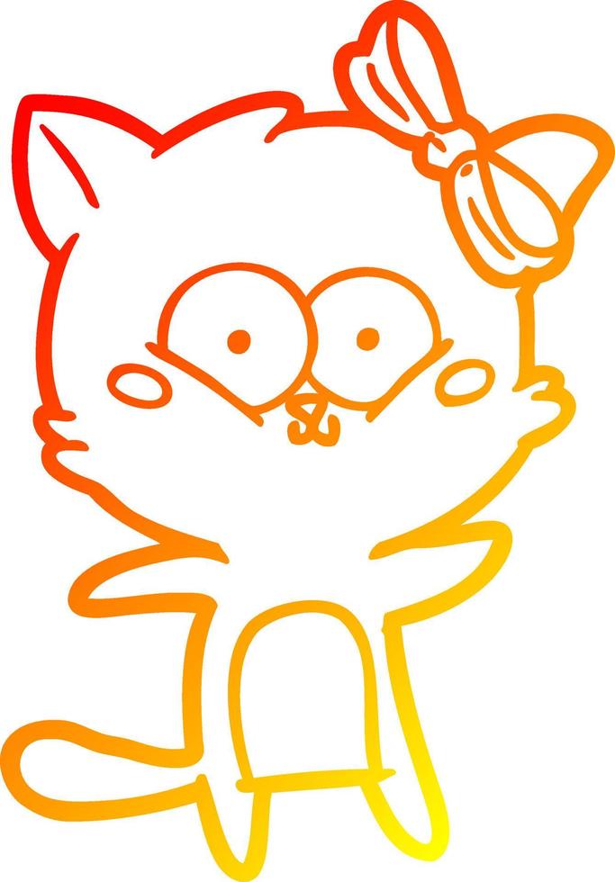 gato de desenho animado de desenho de linha de gradiente quente vetor