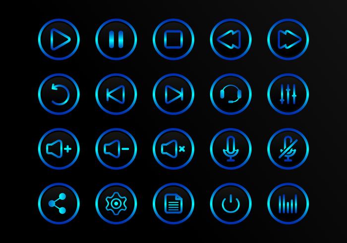 Botões Ícones de vetores multimídia