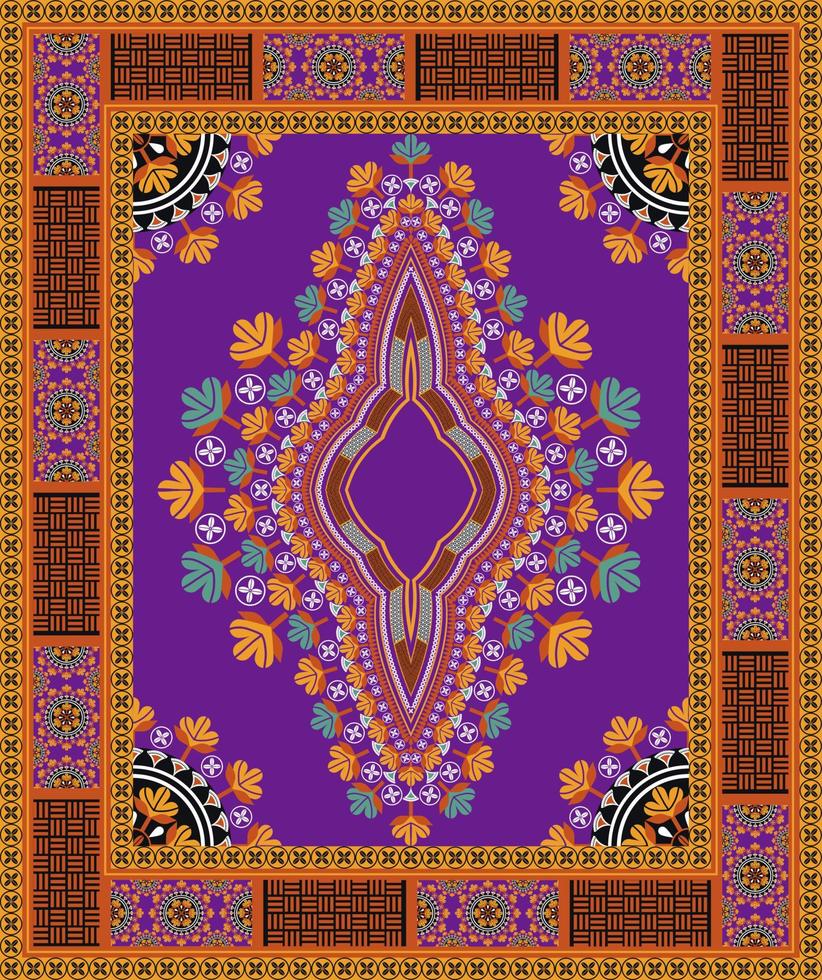 étnico africano dashiki tradicional flor roxo-amarelo colorido de fundo. moda de camisas de arte tribal. ornamentos de bordado de pescoço. vetor