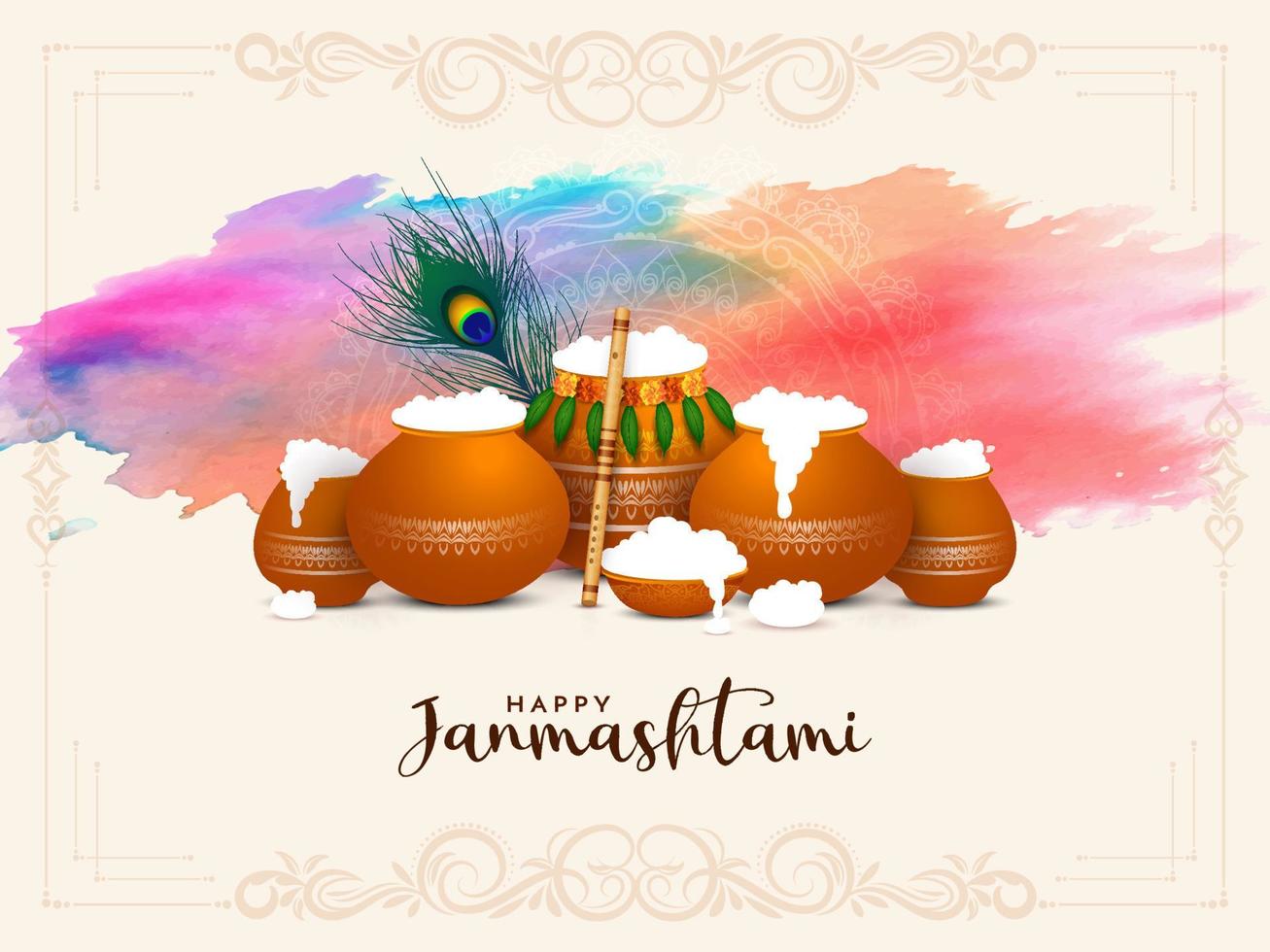 design de fundo de celebração colorida feliz festival janmashtami vetor