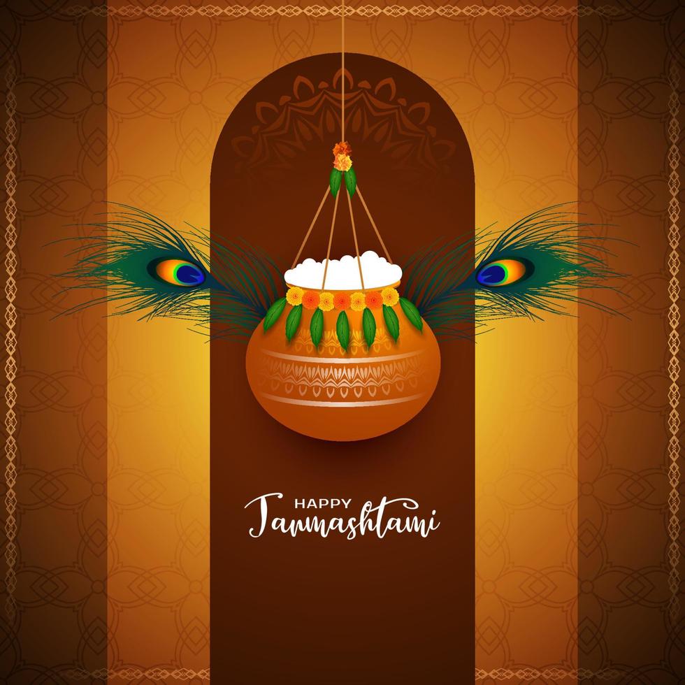 feliz design de fundo de celebração do festival de krishna janmashtami vetor