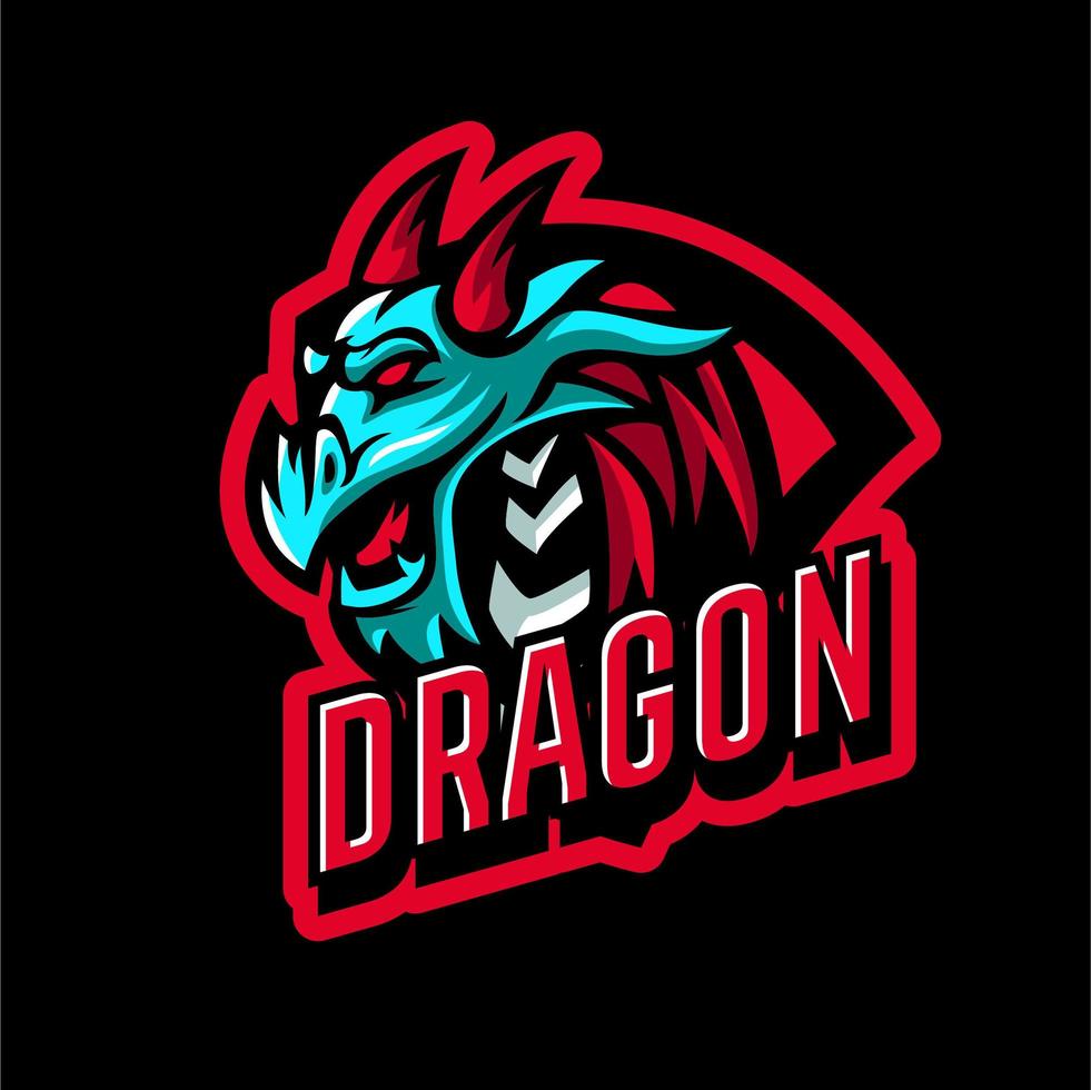 emblema de cabeça de dragão para esportes vetor