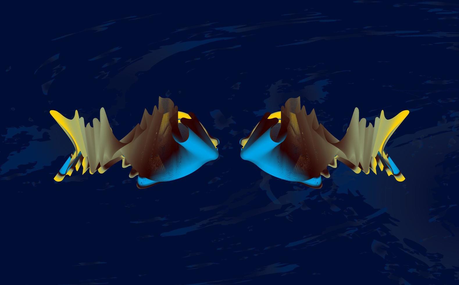 ilustração de peixinho dourado, composta por linhas suaves coloridas, em um fundo escuro vetor