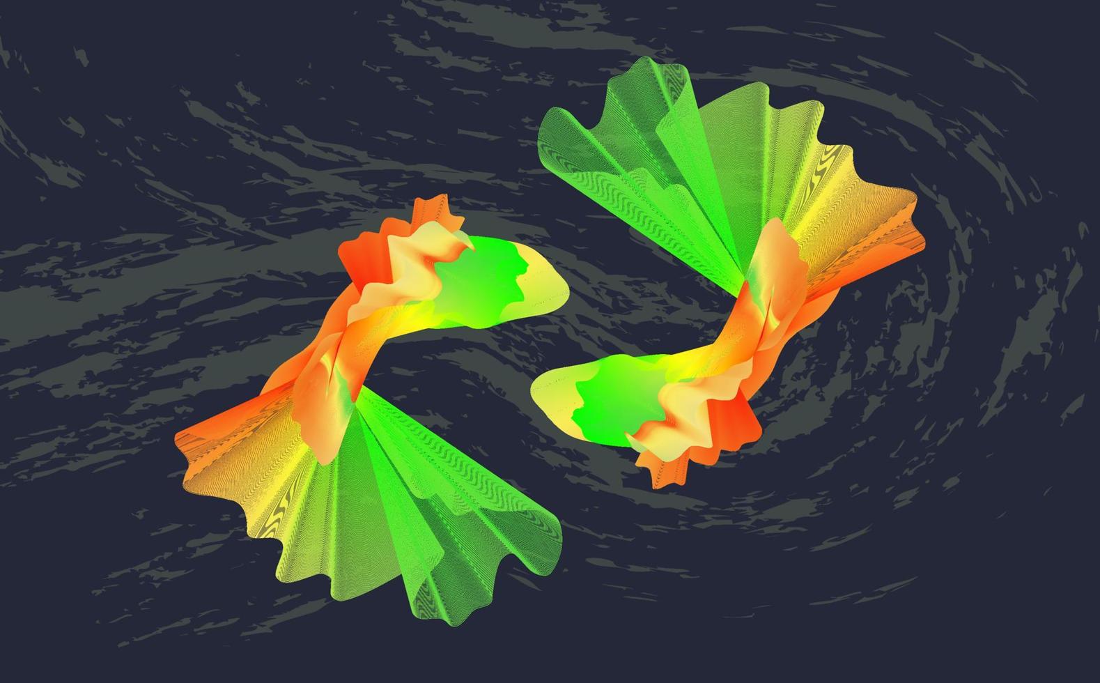 ilustração de peixe ornamental beta, composta por linhas suaves coloridas, em um fundo escuro vetor