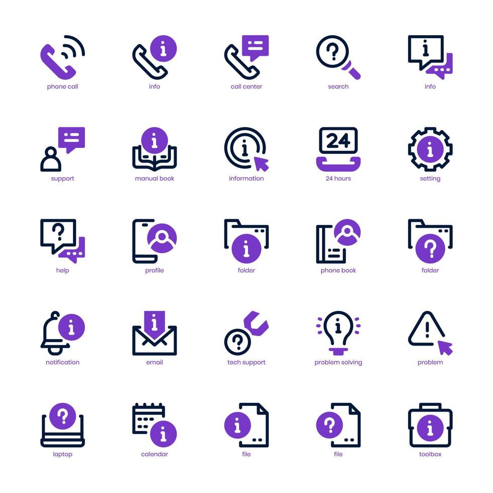 pacote de ícones de ajuda e suporte para seu site, celular, apresentação e design de logotipo. ajudar e apoiar a linha de mixagem de ícones e design sólido. ilustração de gráficos vetoriais e curso editável. vetor